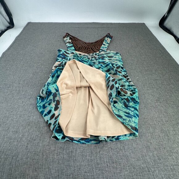 Boston Proper Halter Top Figure Flattering Animal Print Lined Padded Turquoise B - Picture 13 of 16